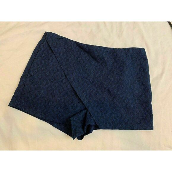 Zara Denim Couture Womens Navy Blue Diamond Print Shorts Small - Picture 1 of 7